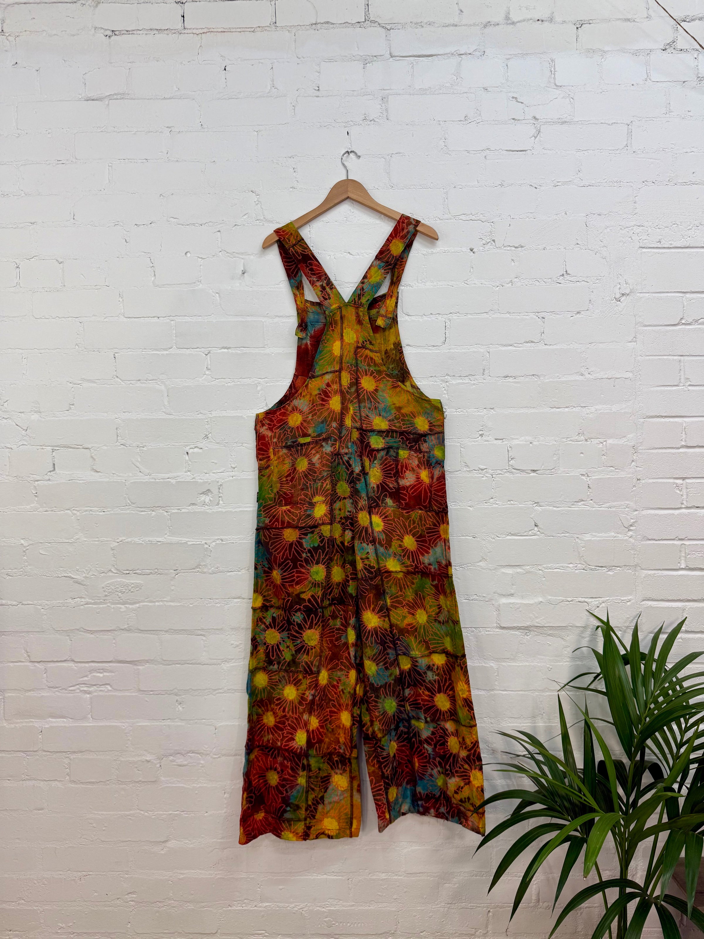 Tie Dye Flower Print Dungarees