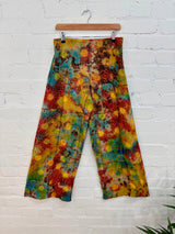 Tie Dye Flower Print Wide Leg Trousers