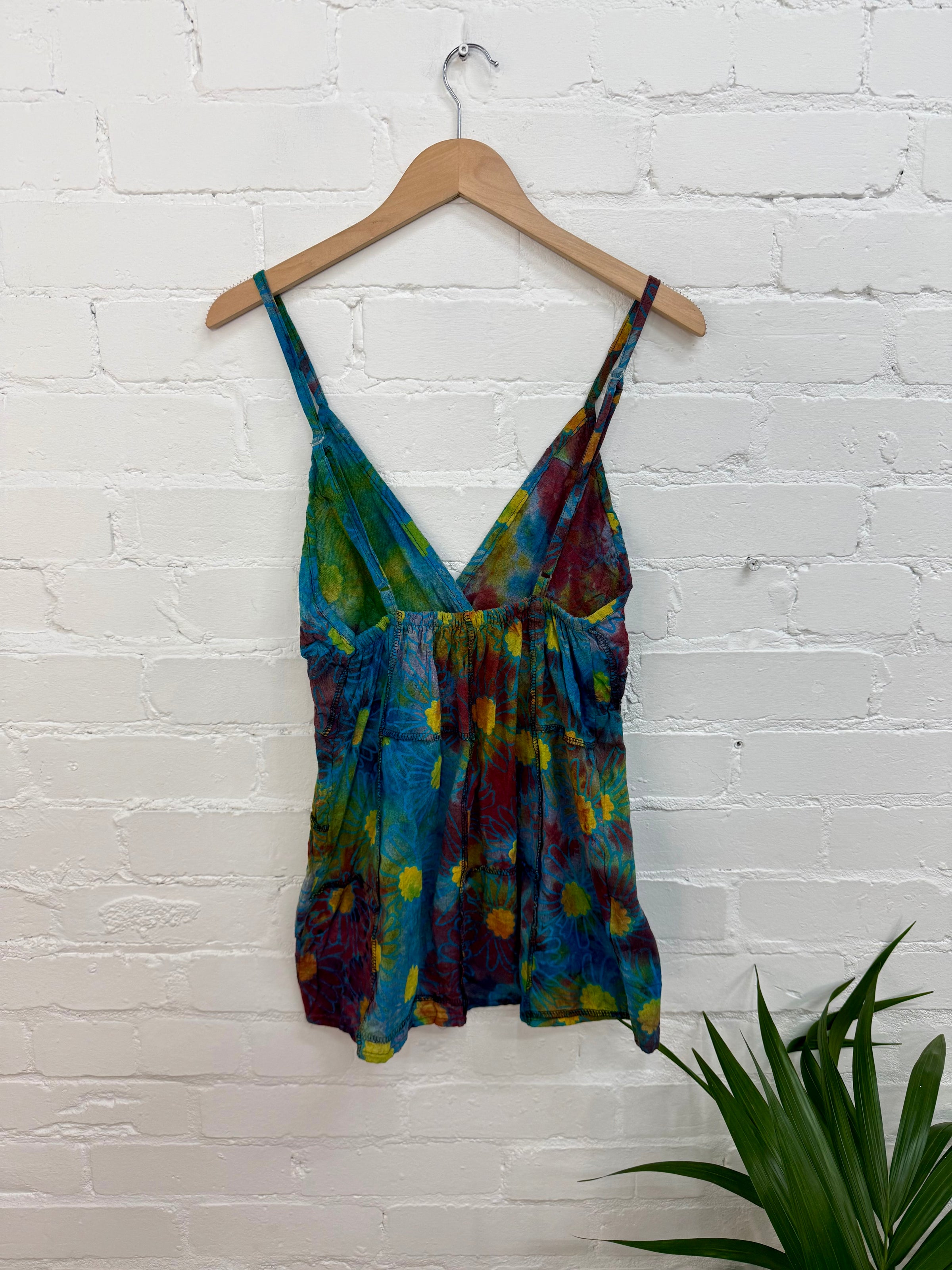 Tie Dye Flower Print Strappy Vest