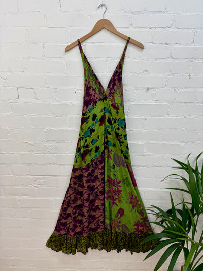 Patchwork Floral Strappy Long Dress