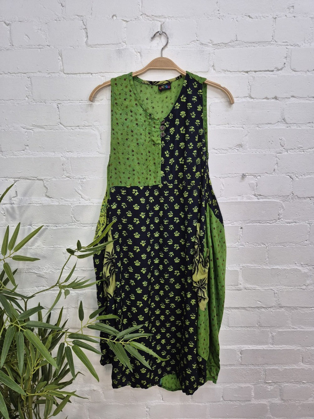 Patchwork Floral Midi Balloon Dress