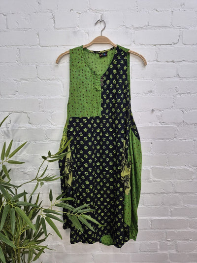 Patchwork Floral Midi Balloon Dress