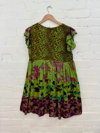 Patchwork Floral Short Sleeve Dress