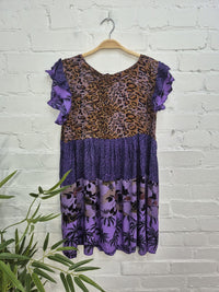 Patchwork Floral Short Sleeve Dress