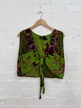 Patchwork Floral Sleeveless Tie Top