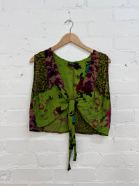 Patchwork Floral Sleeveless Tie Top