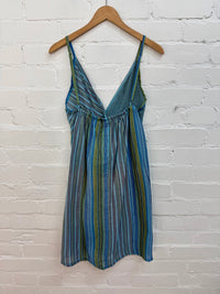 Embroidered Striped Short Dress