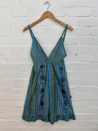 Embroidered Striped Short Dress