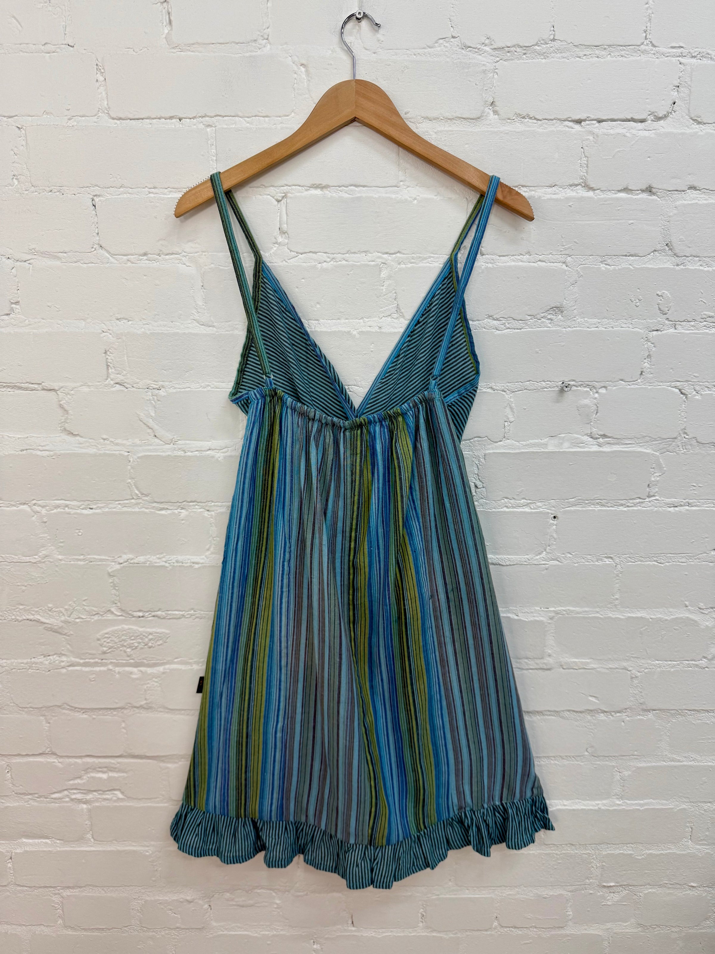 Embroidered Striped Short Dress