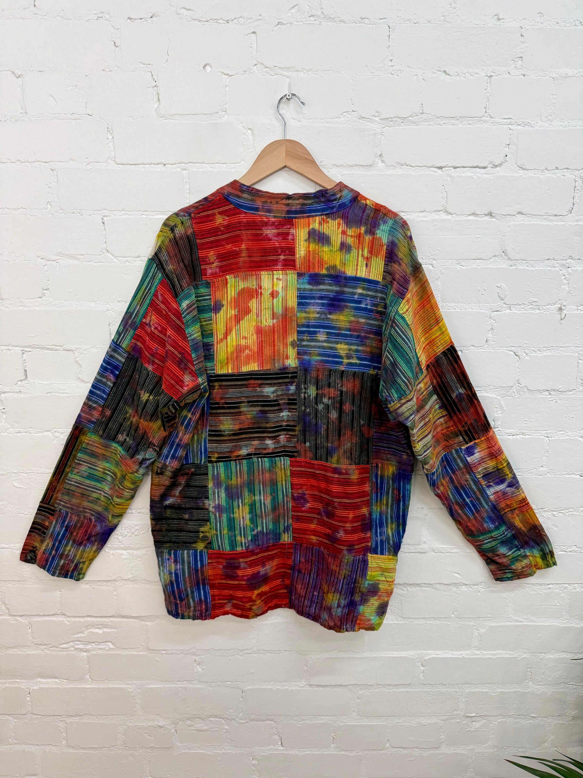 Rainbow Tie Dye Patchwork Lace Up Kurta