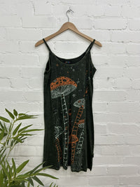 Mushroom Strappy Short Dress