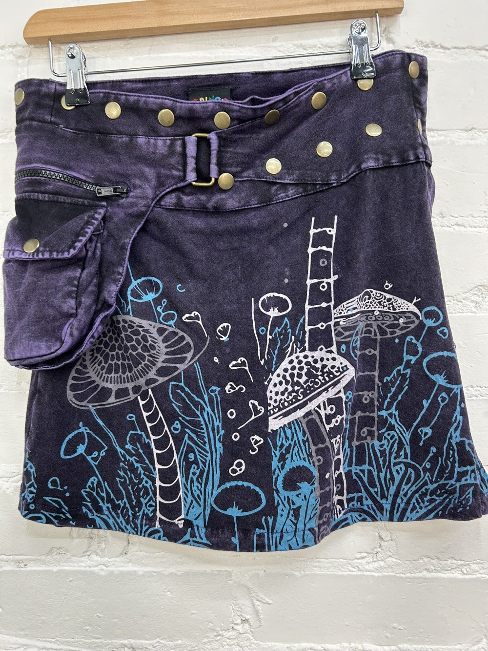 Mushroom Print Popper Skirt