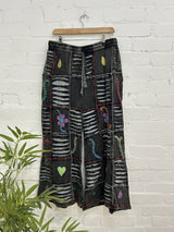 Slash and Flower Wide Leg Trousers