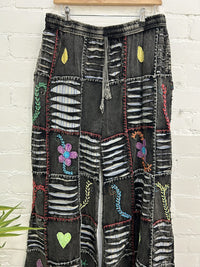 Slash and Flower Wide Leg Trousers