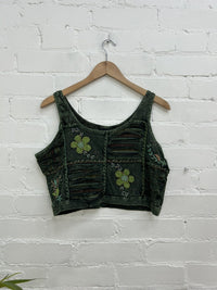 Slash and Flower Cropped Vest Top
