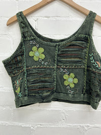 Slash and Flower Cropped Vest Top