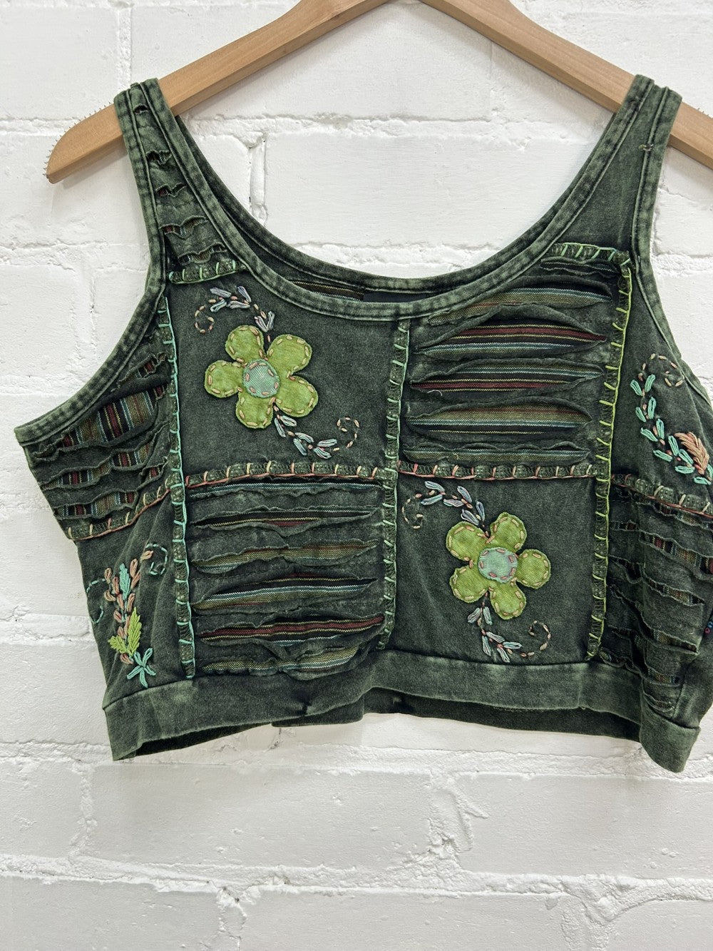 Slash and Flower Cropped Vest Top