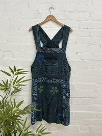 Printed and Flower Dungaree Dress
