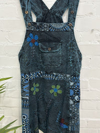 Printed and Flower Dungaree Dress