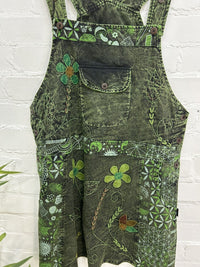 Printed and Flower Dungaree Dress