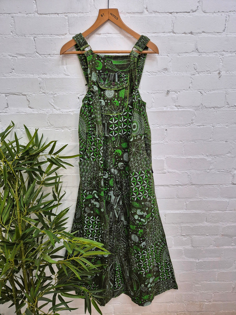 Printed Long Dungarees Wide Leg