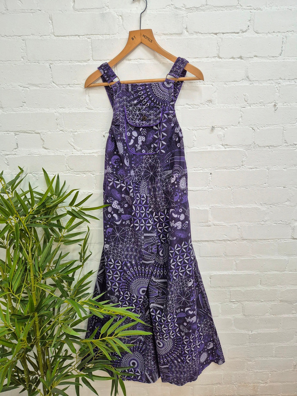 Printed Long Dungarees Wide Leg