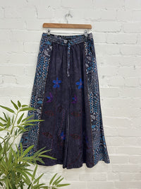 Printed and Flower Wide Leg Trousers