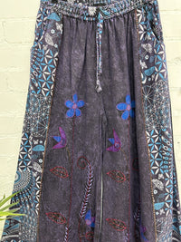 Printed and Flower Wide Leg Trousers