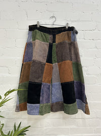 Cord Patchwork Wide Leg Trousers