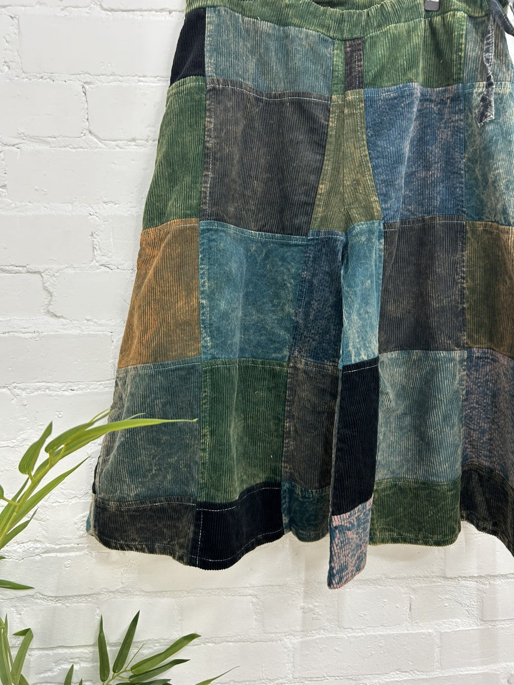 Cord Patchwork Wide Leg Trousers