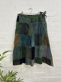 Cord Patchwork Wide Leg Trousers