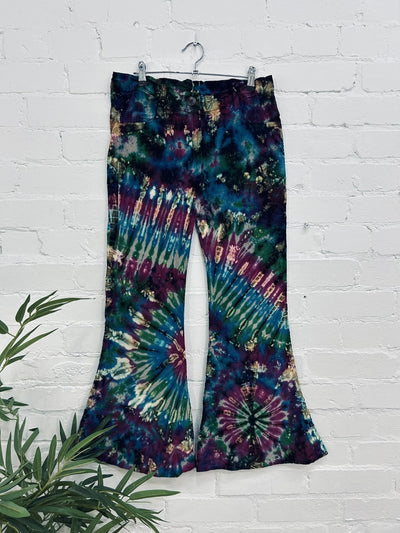 Cord Tie Dye Flare Trousers