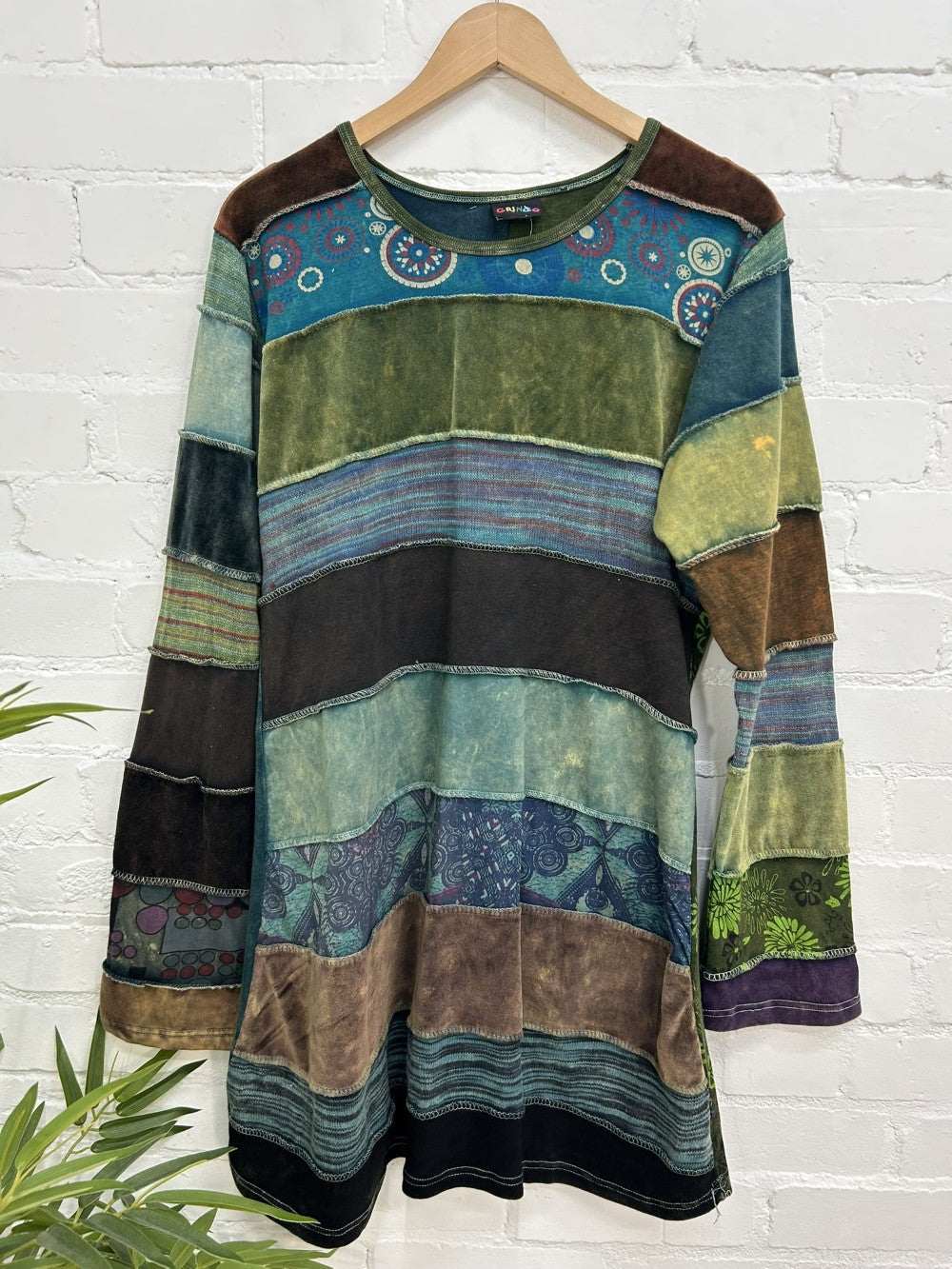 Panelled Long Sleeve Short Dress