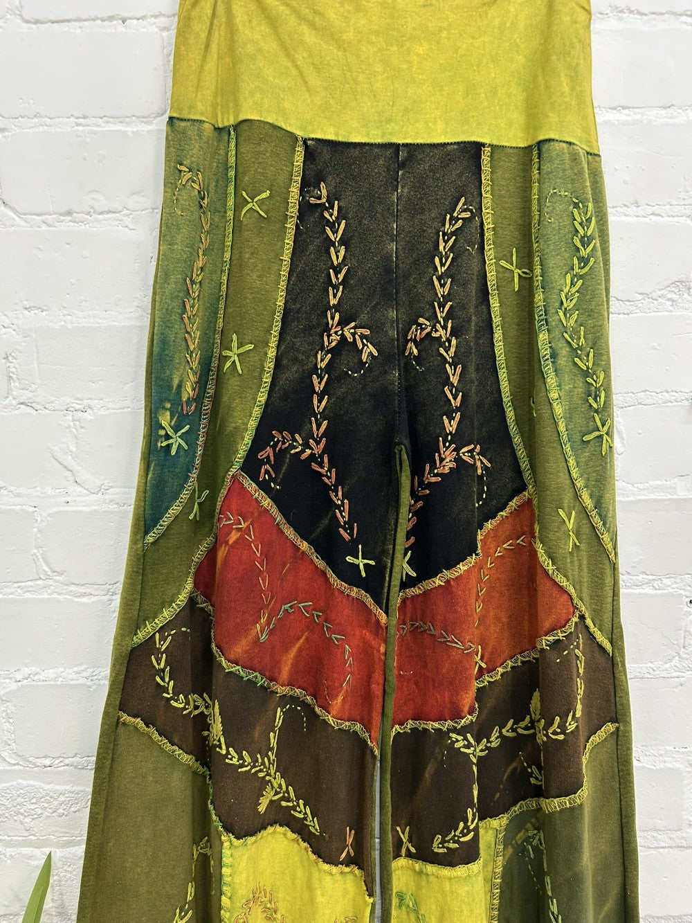 Wide Leg Embroidered Trousers