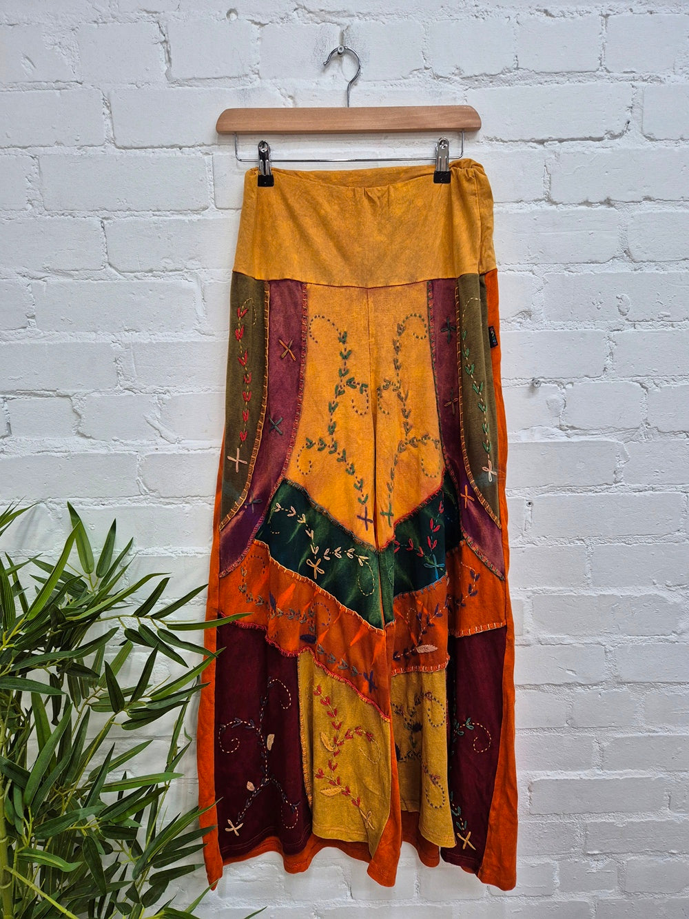 Wide Leg Embroidered Trousers