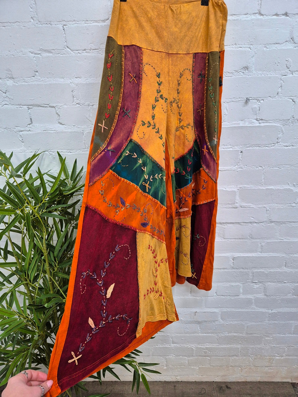 Wide Leg Embroidered Trousers