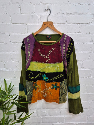 Embroidered Long Sleeve Top
