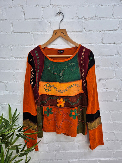 Embroidered Long Sleeve Top