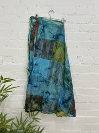 Patchwork Tie Dye Wrap Skirt