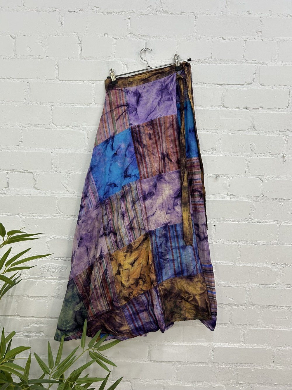 Patchwork Tie Dye Wrap Skirt