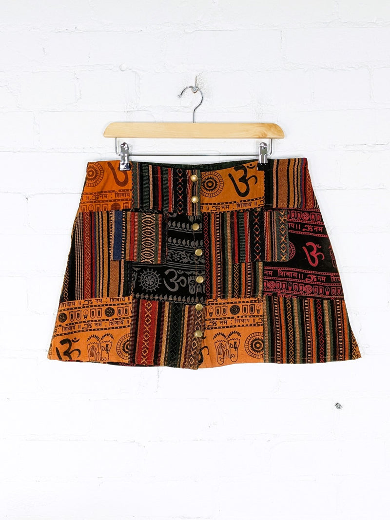 Patchwork Mini Skirt Rust