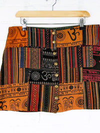 Patchwork Mini Skirt Rust