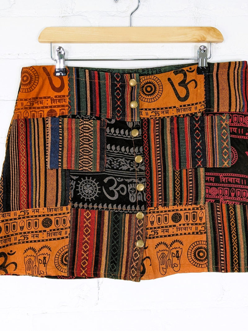 Patchwork Mini Skirt Rust