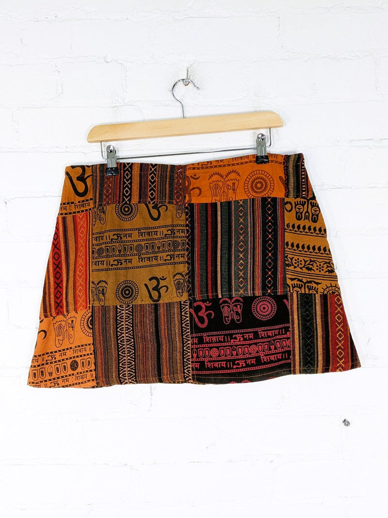 Patchwork Mini Skirt Rust