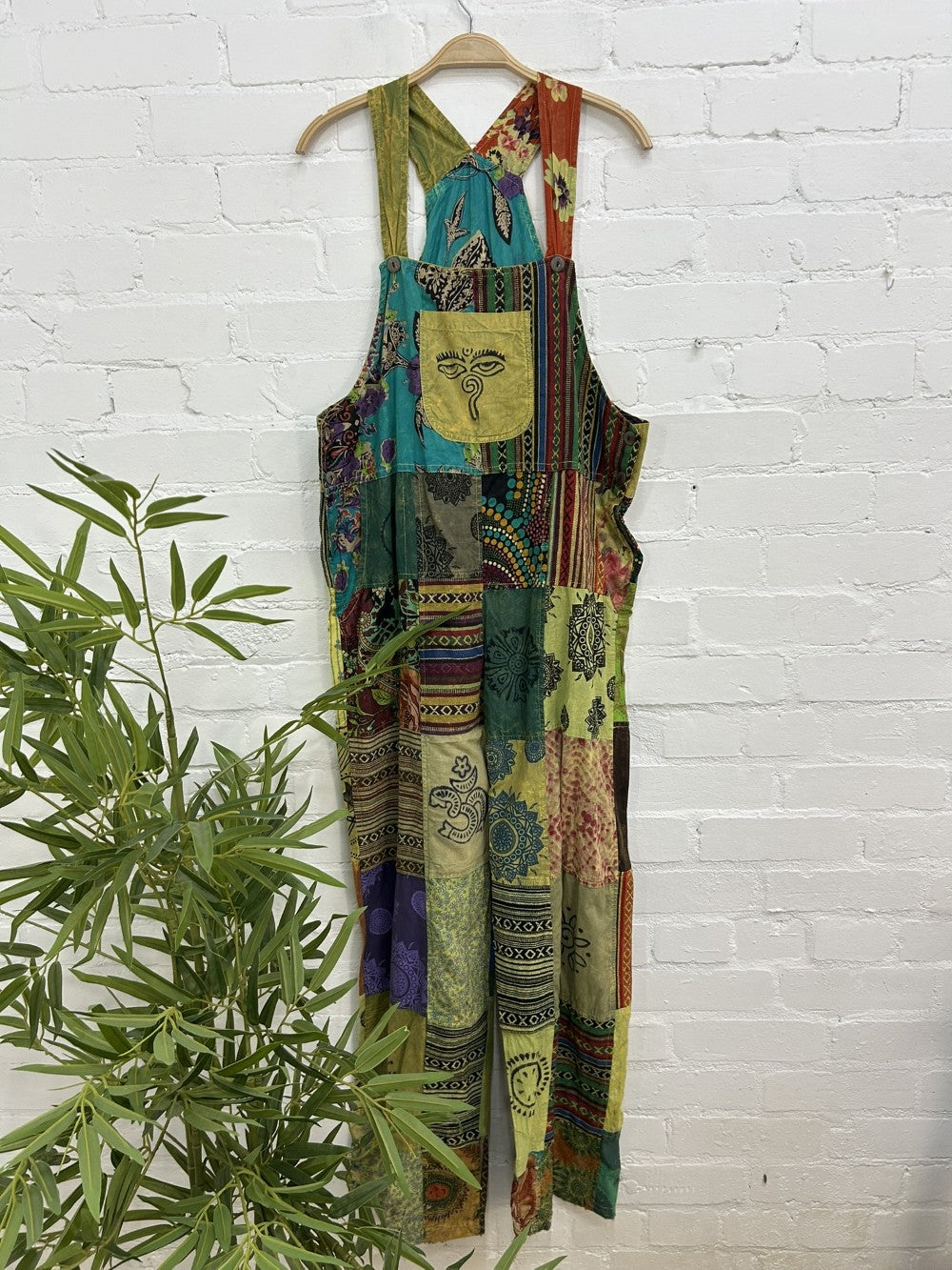 Patch And Print Dungarees
