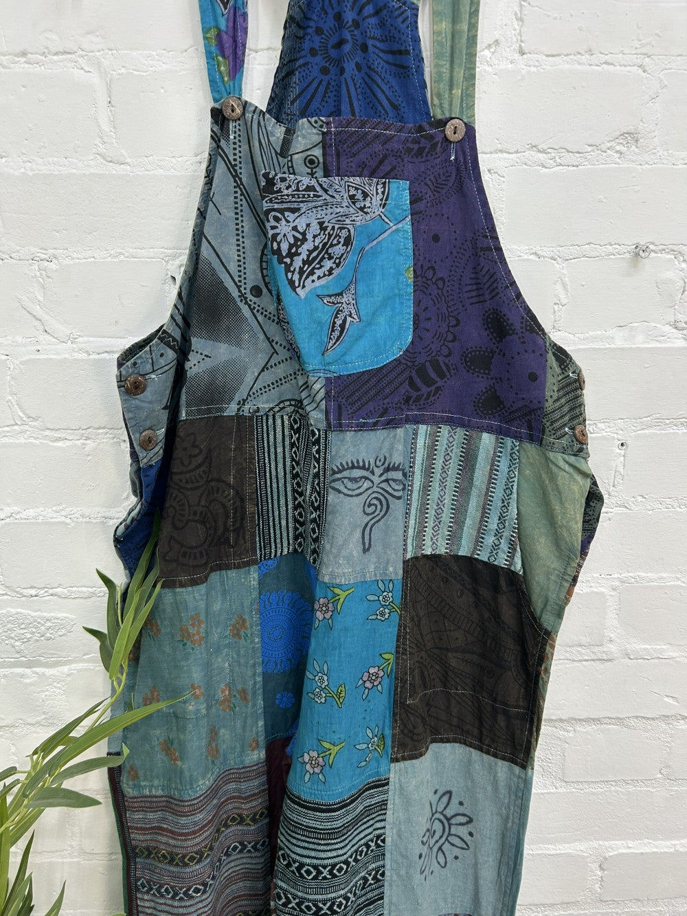 Patch And Print Dungarees