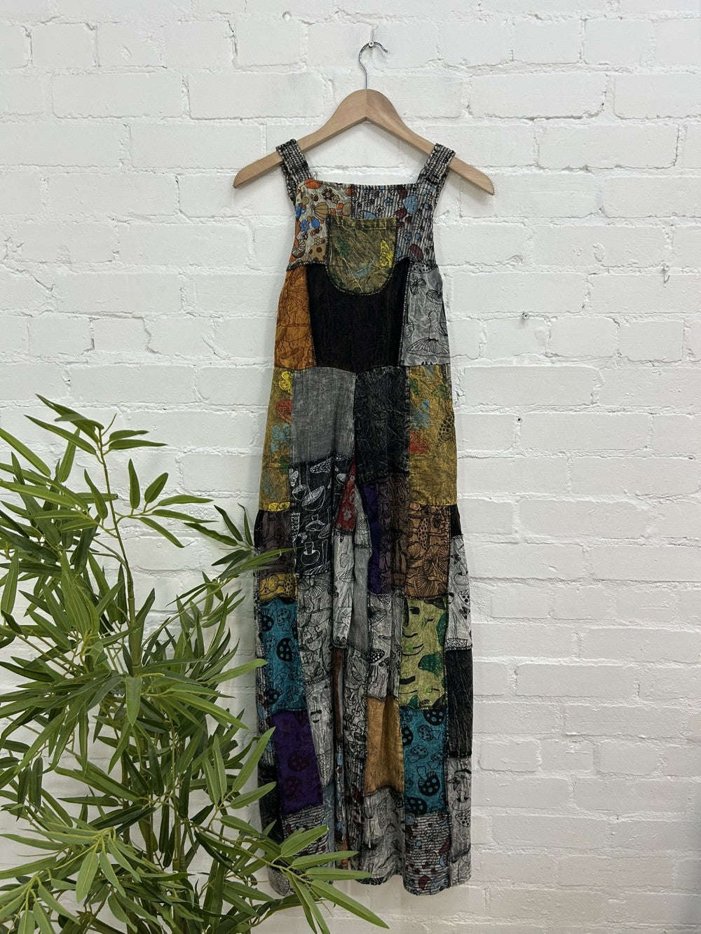 Patch And Print Dungarees