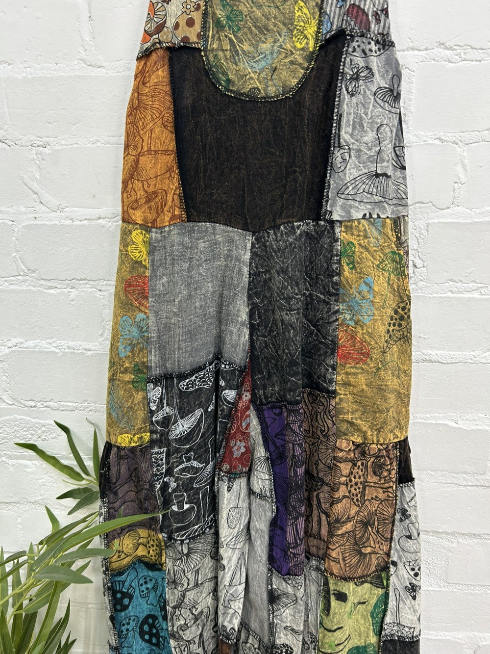Patch And Print Dungarees