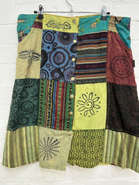 Patch And Print Midi Skirt