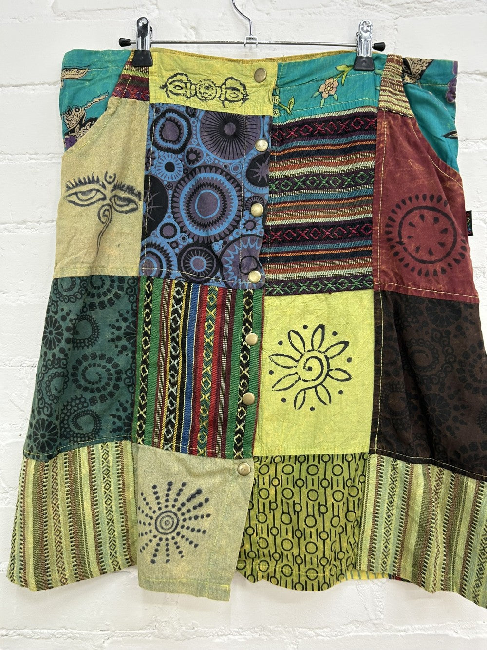 Patch And Print Midi Skirt